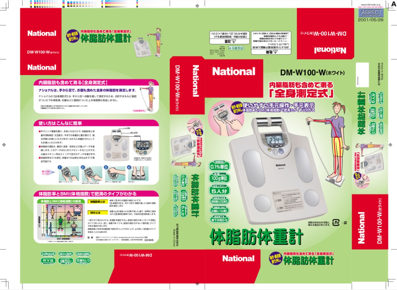 National Panasonic, 松下電器, 商品パッケージ, 体脂肪 体重計